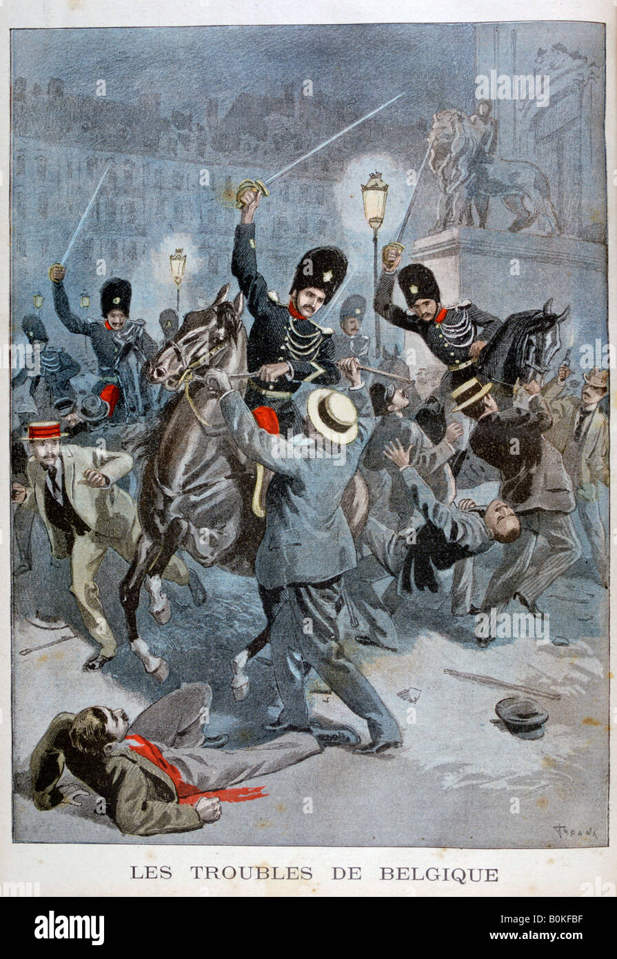 Problemi nel Belgio, 1899. Artista: Oswaldo Tofani Foto Stock