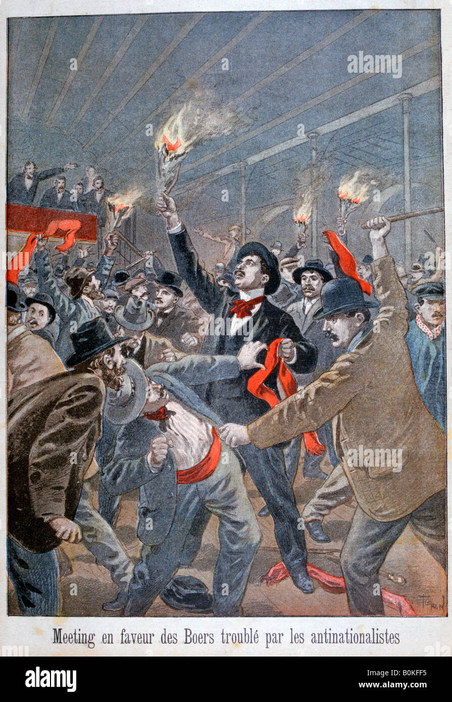 Riunione a favore di Boers disturbati dall'anti-nazionalisti, 1900. Artista: Oswaldo Tofani Foto Stock
