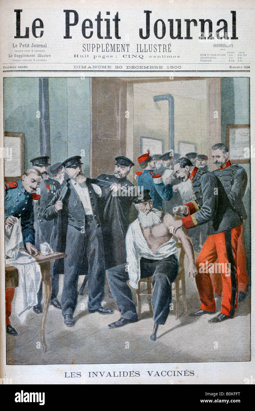 Vaccinazioni del vecchio soldato, Parigi, 1900. Artista: Eugene Damblans Foto Stock