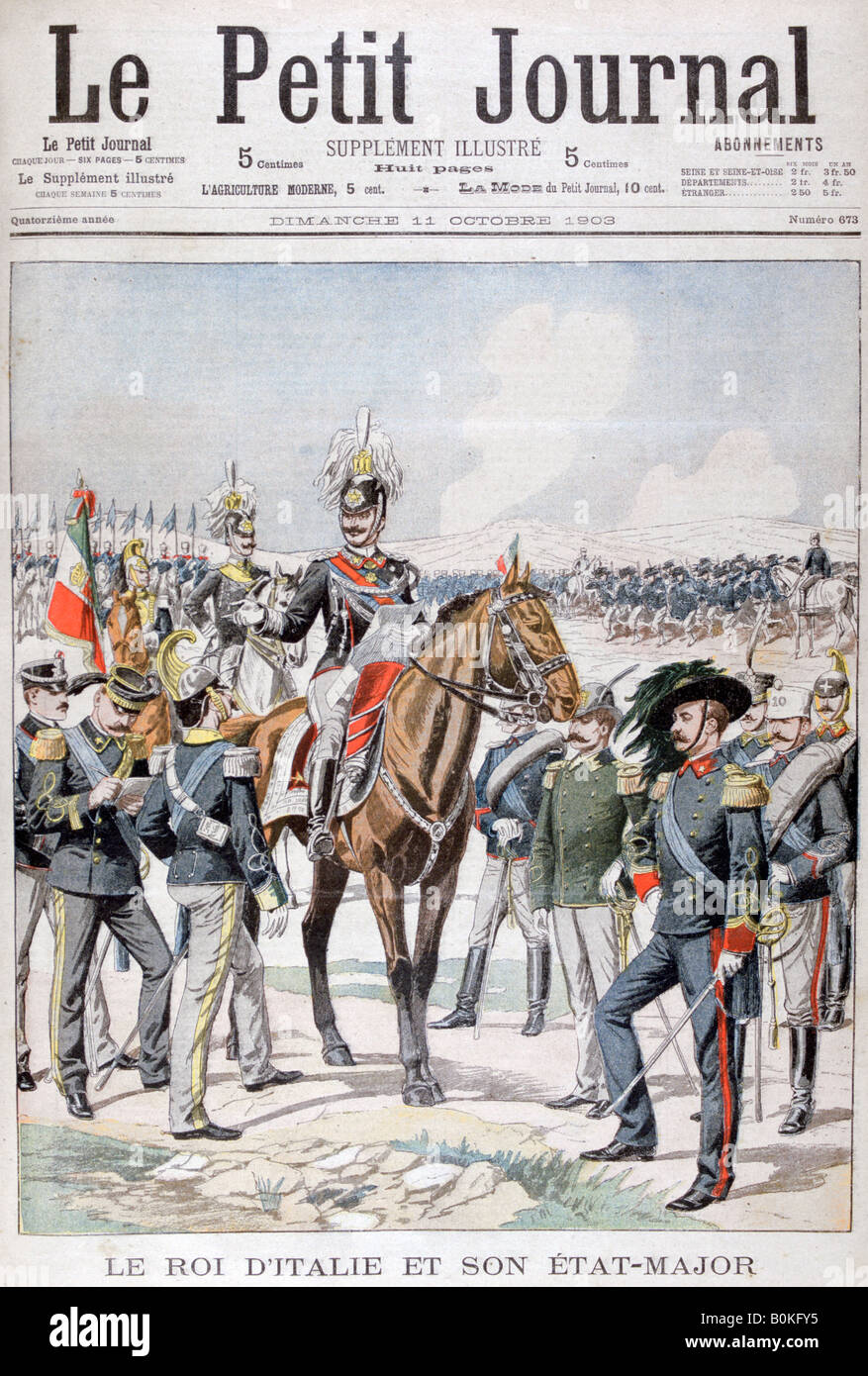 Vittorio Emanuele III Re d'Italia e del suo stato maggiore, 1903. Artista: sconosciuto Foto Stock