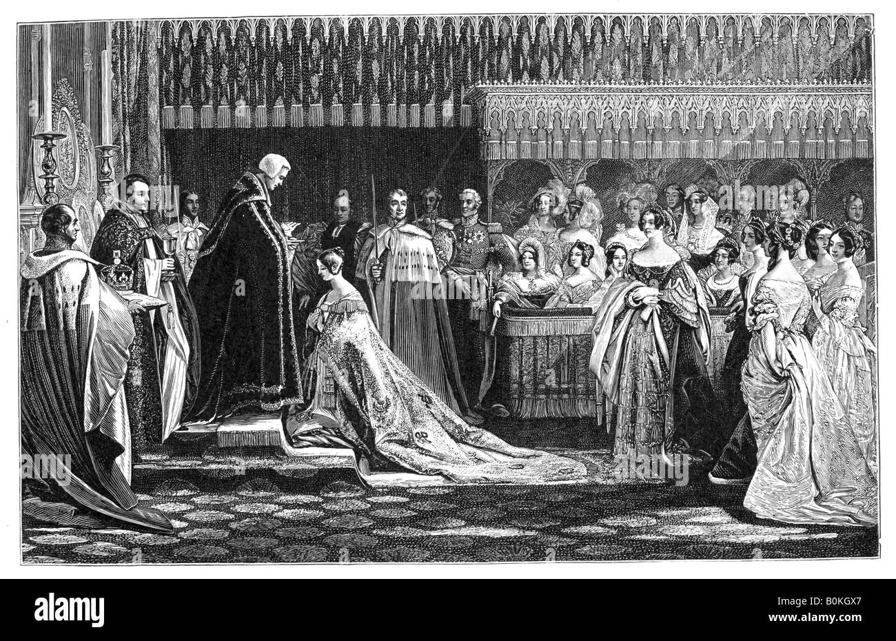 La regina Victoria di ricevere il sacramento a sua incoronazione, 28 giugno 1838, (1900). Artista: sconosciuto Foto Stock