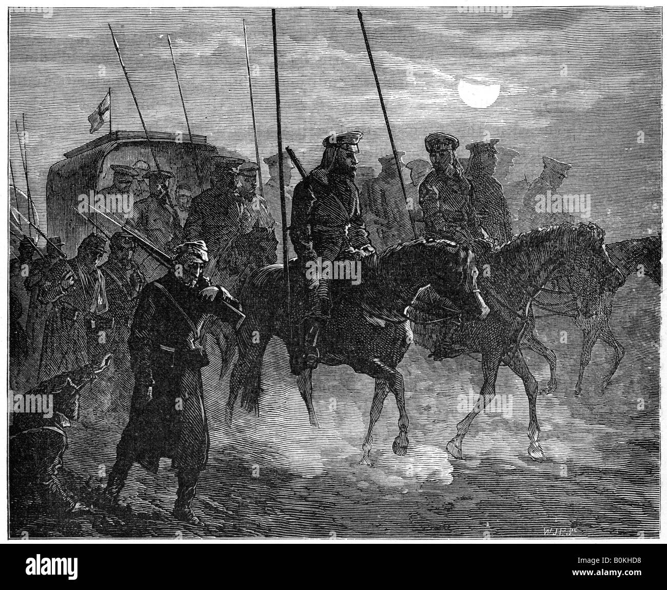 Il russo feriti lasciando Plevna Russo-Turkish, guerra, 1877-1878, (1900). Artista: sconosciuto Foto Stock