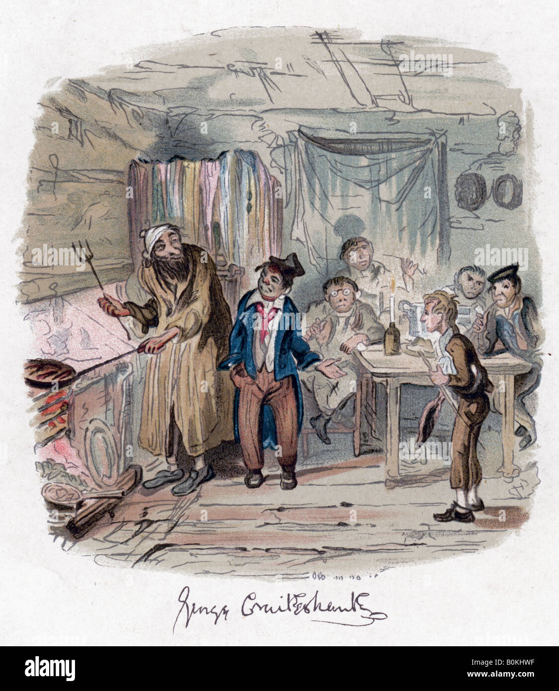 "Oliver Twist", c1838.Artista: George Cruikshank Foto Stock
