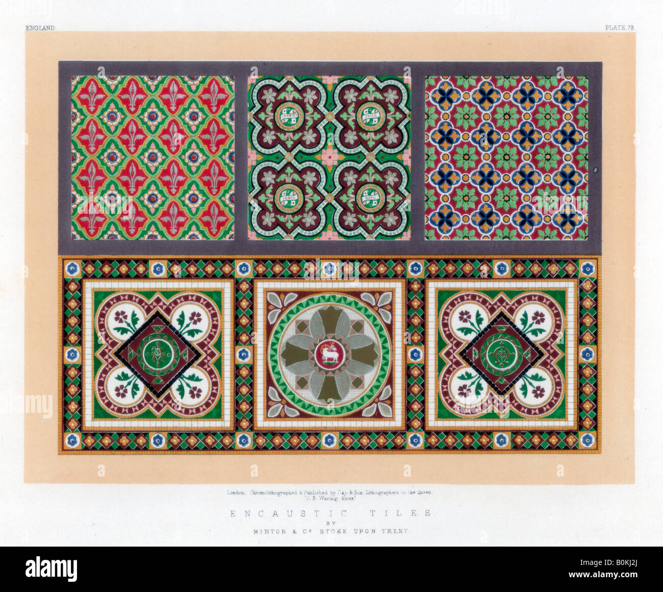 "Encausto piastrelle', XIX secolo.Artista: John Burley Waring Foto Stock