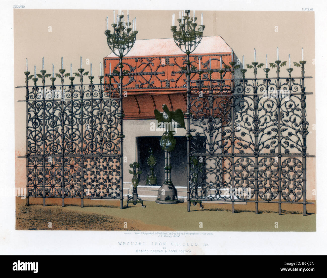 "Ferro Battuto griglie', XIX secolo.Artista: John Burley Waring Foto Stock