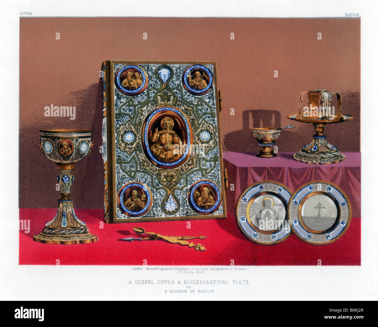 'Un Vangelo coperchio e piastra ecclesiastica", XIX secolo. Artista: John Burley Waring Foto Stock