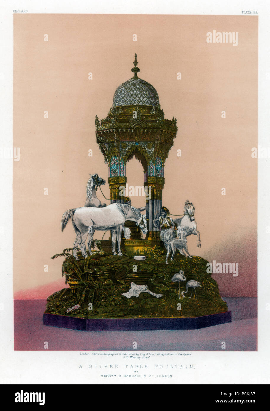 " Un argento Tabella Fontana", secolo XIX.Artista: John Burley Waring Foto Stock