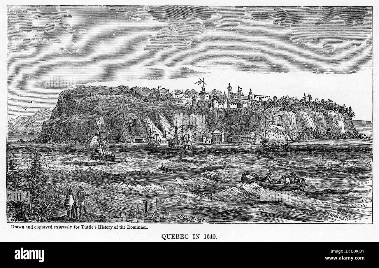 "Québec nel 1640", (1877). Artista: sconosciuto Foto Stock