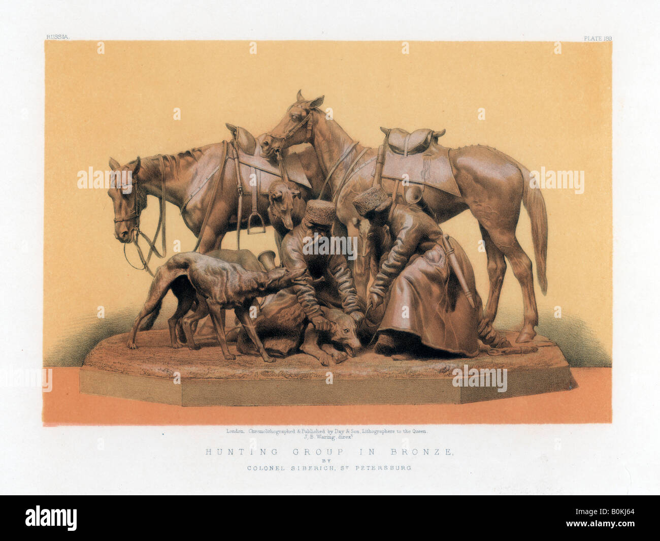 "Gruppo di caccia in bronzo", secolo XIX.Artista: John Burley Waring Foto Stock