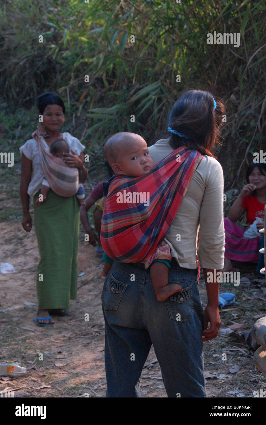 Wah minoranza di persone a thai confine birmano(Karen minoranza etnica gruppo) Foto Stock