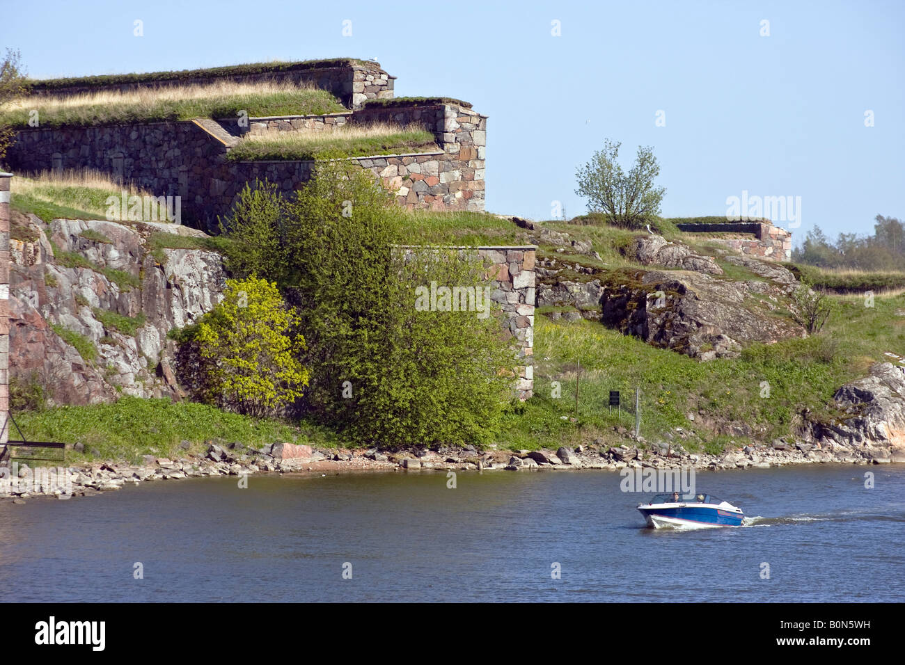 Pareti della Fortezza di Suomenlinna ex Sveaborg vicino a Helsinki Finlandia Foto Stock