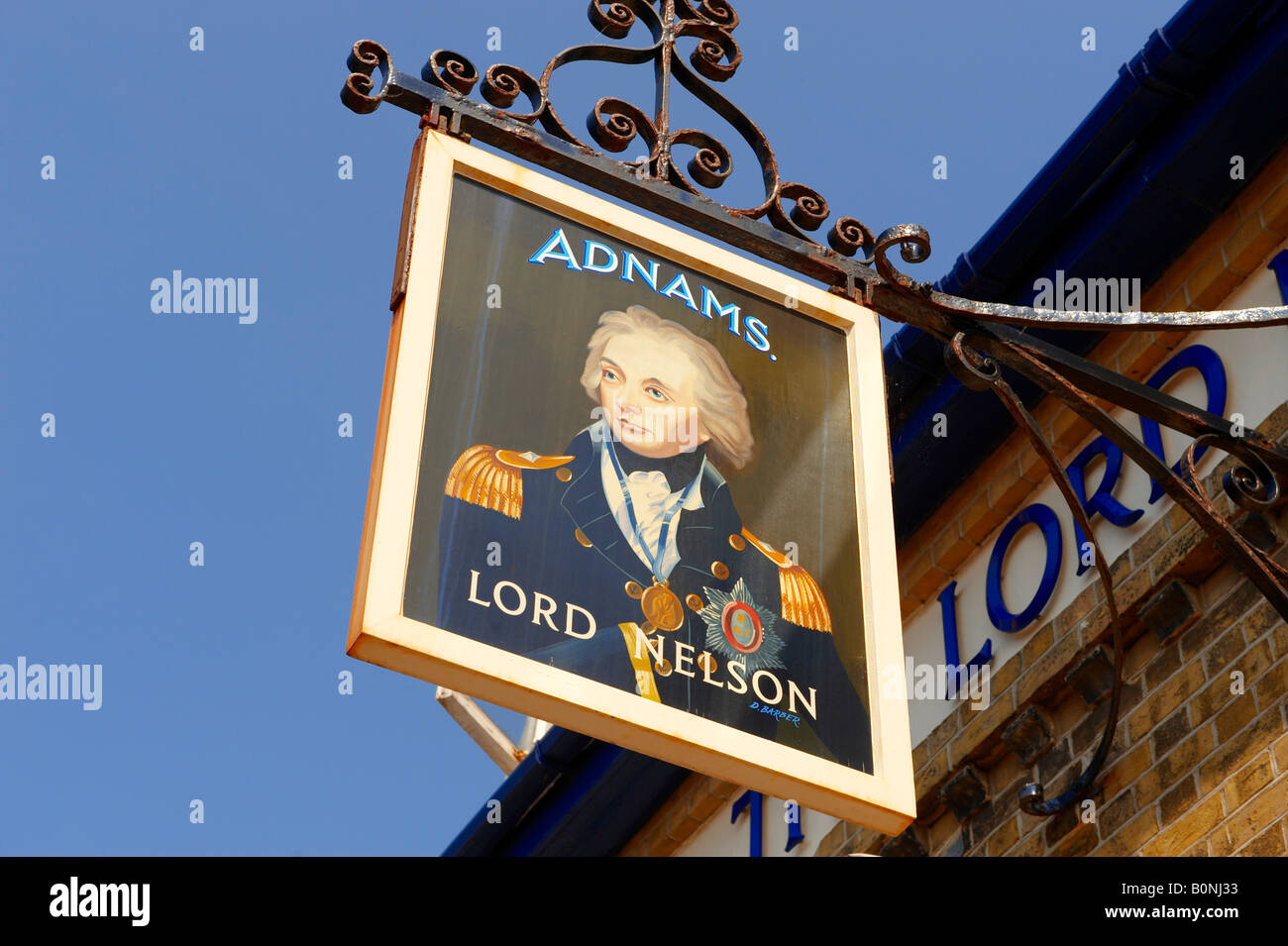Il Lord Nelson Pub segno - Southwold Suffolk Foto Stock