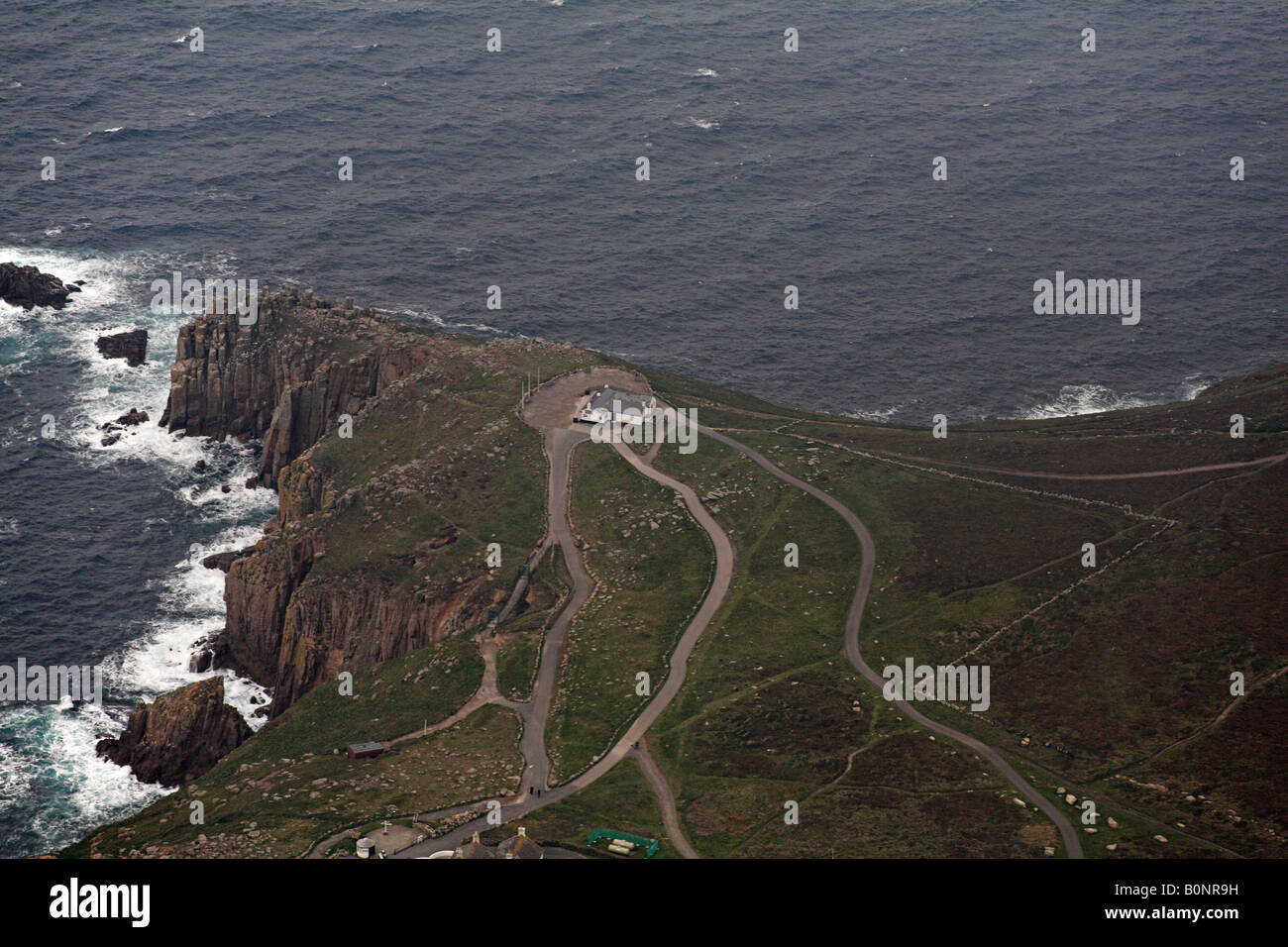 Lands End Vista aerea adottate da isole Scilly elicottero Foto Stock