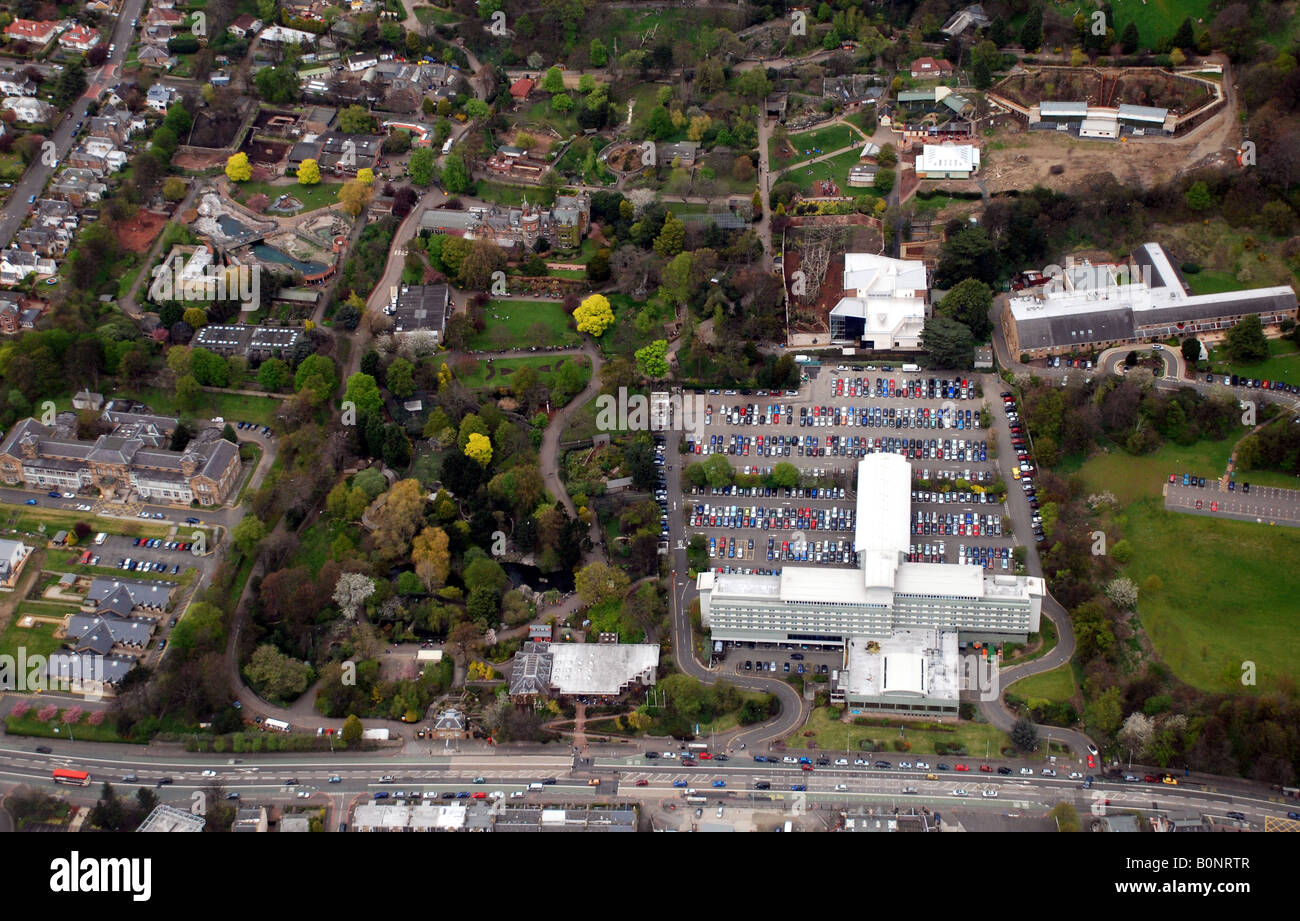 Vista aerea di Edinburgh Zoo e l'Holiday Inn Hotel Foto Stock