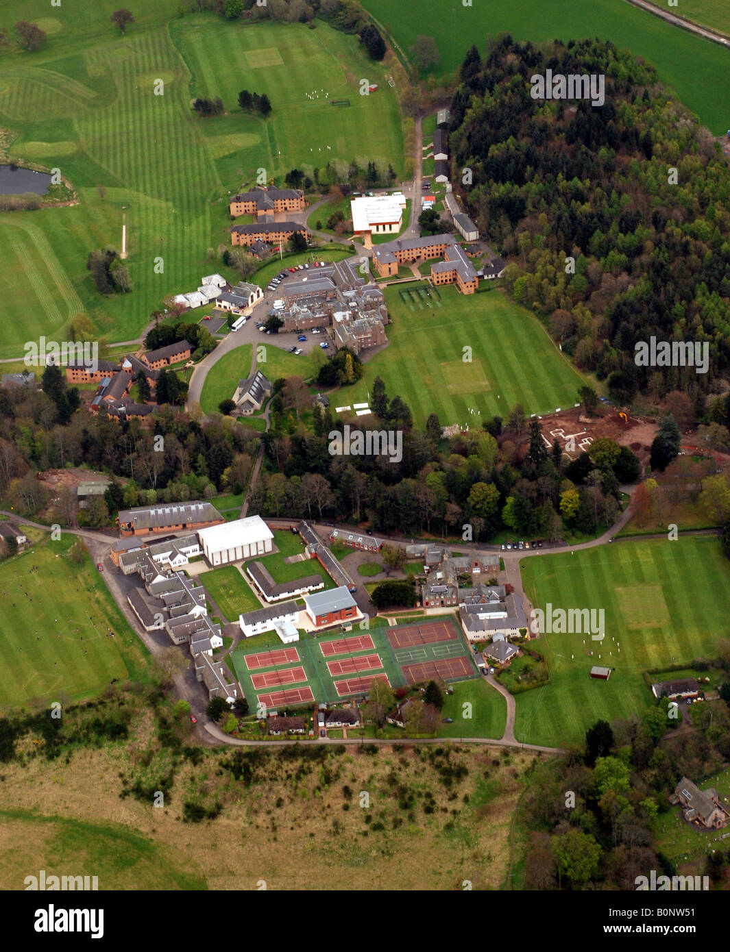 Vista aerea del Strathallen scuola privata nel ponte di guadagnare vicino a Perth in Scozia Foto Stock