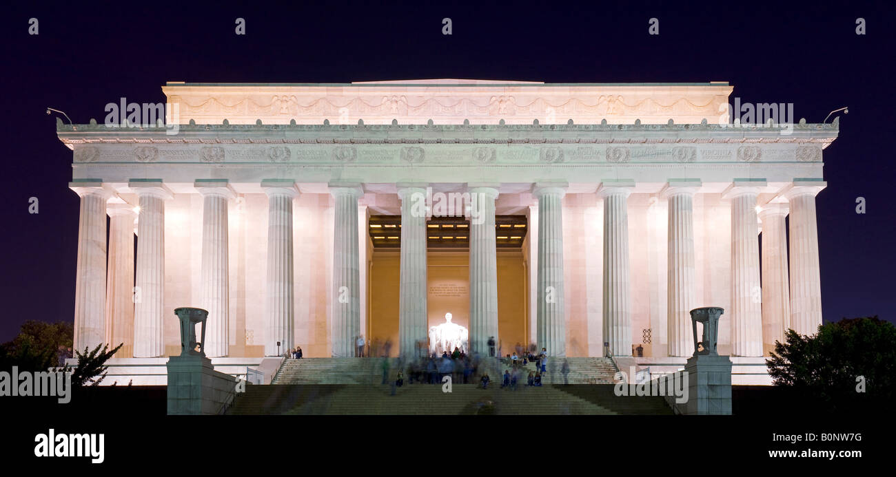 Lincoln Memorial Washington DC di notte. Alta risoluzione Foto Stock