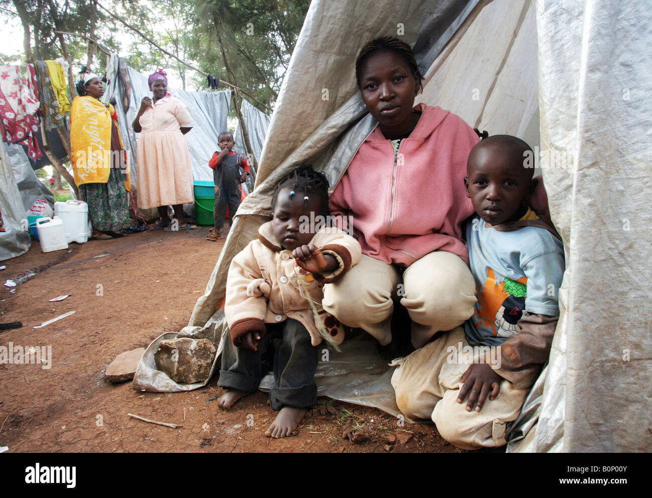 I profughi del Kenya (persone internamente sfollate = IDPs) al campo profughi Riruta a Nairobi Foto Stock