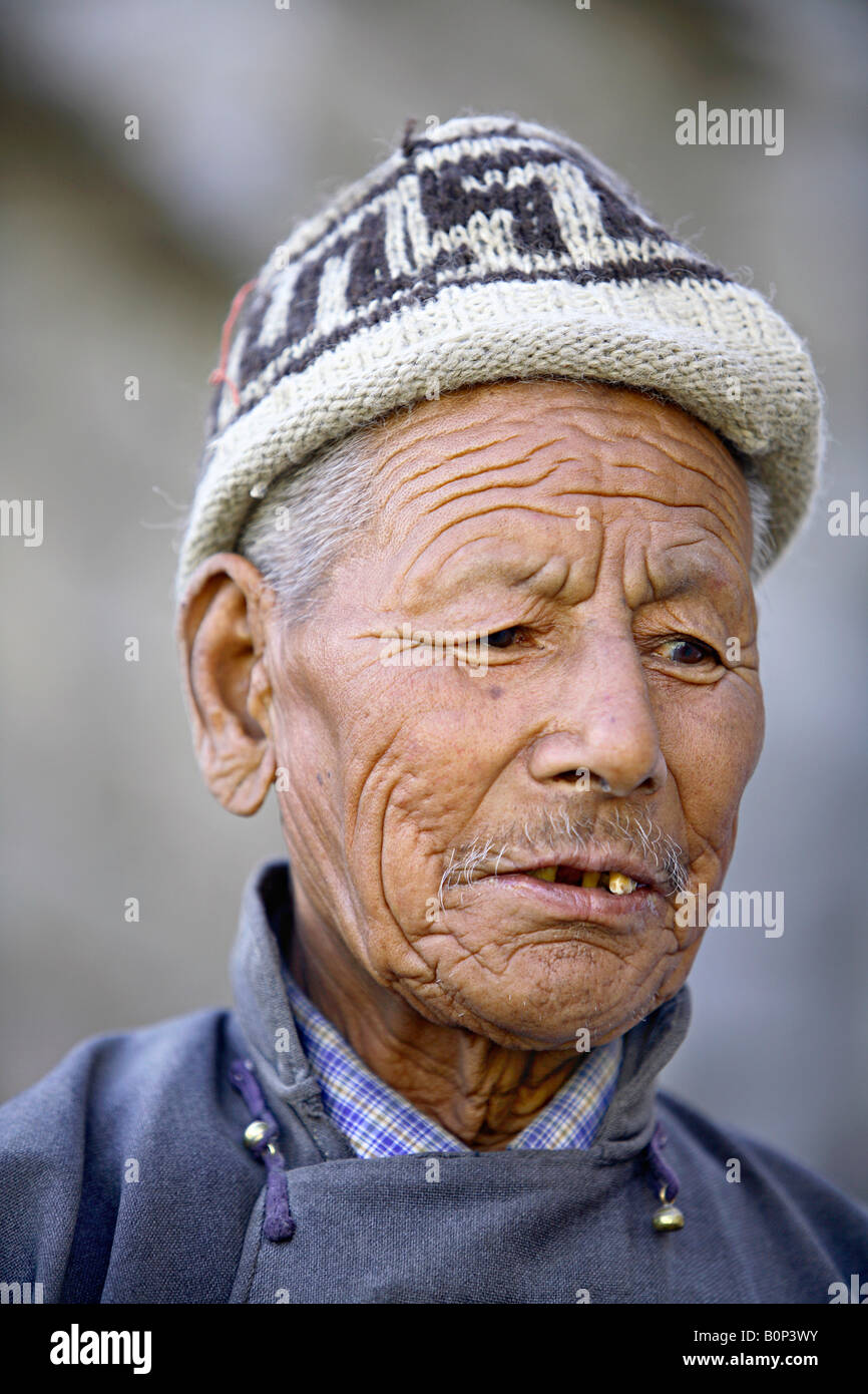 Un vecchio uomo Ladakhi Foto Stock
