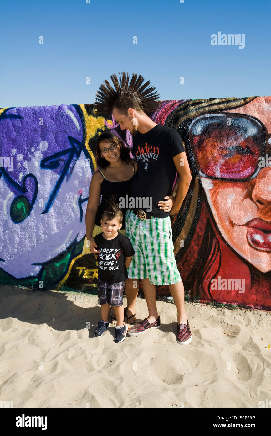 Una famiglia felice Venice Beach California USA Foto Stock