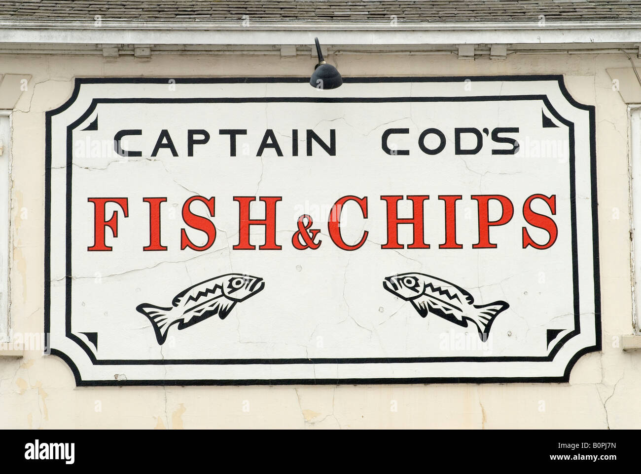 Insegna UK Captain Cods Fish and Chip Shop. Boston Lincolnshire 2008 2000s HOMER SYKES Foto Stock