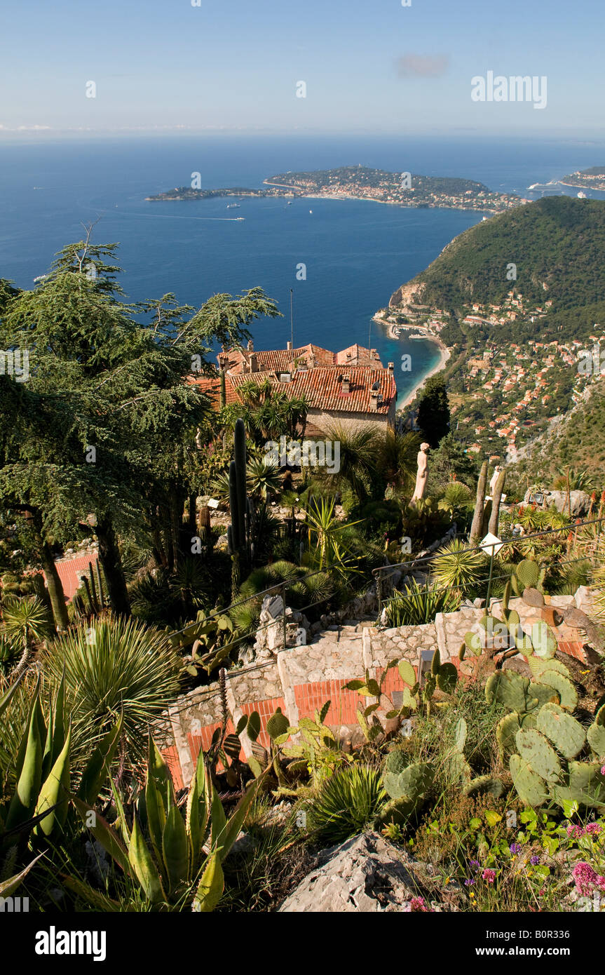 Tropical, giardino botanico a Eze, nel sud della Francia Foto Stock