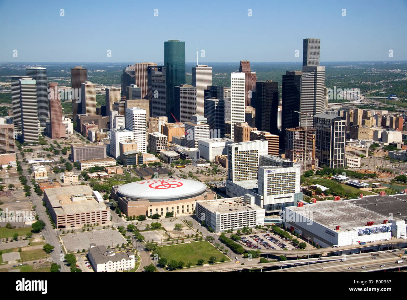 Vista aerea del centro cittadino di Houston in Texas Foto Stock
