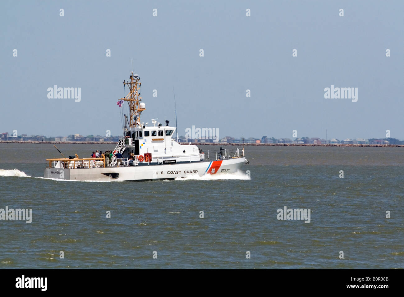 U S Coast Guard patrol boat in Galveston Bay Texas Foto Stock