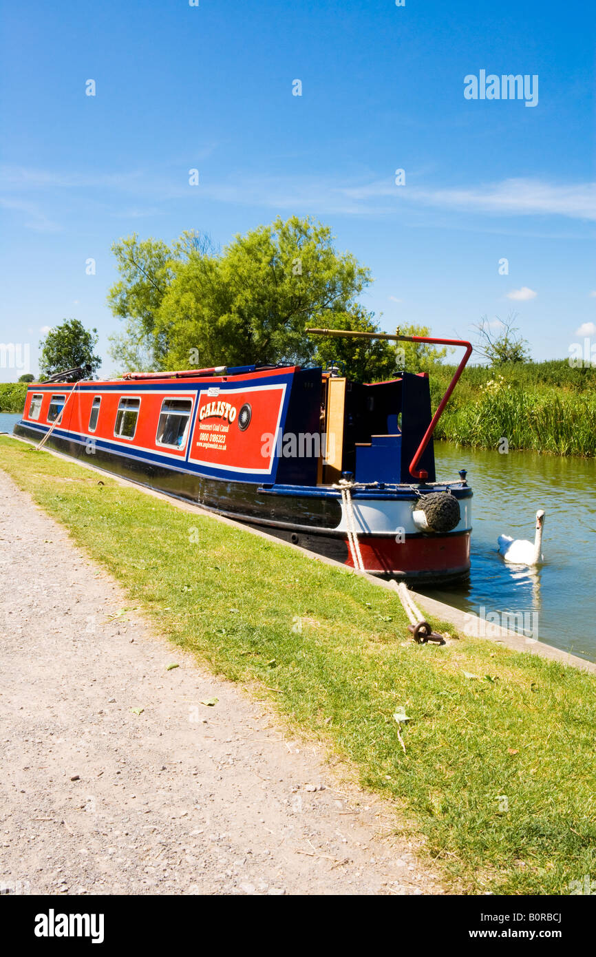 Narrowboat ormeggiate lungo il Kenet & Avon Canal a Honeystreet, Wiltshire, Inghilterra, Regno Unito Foto Stock
