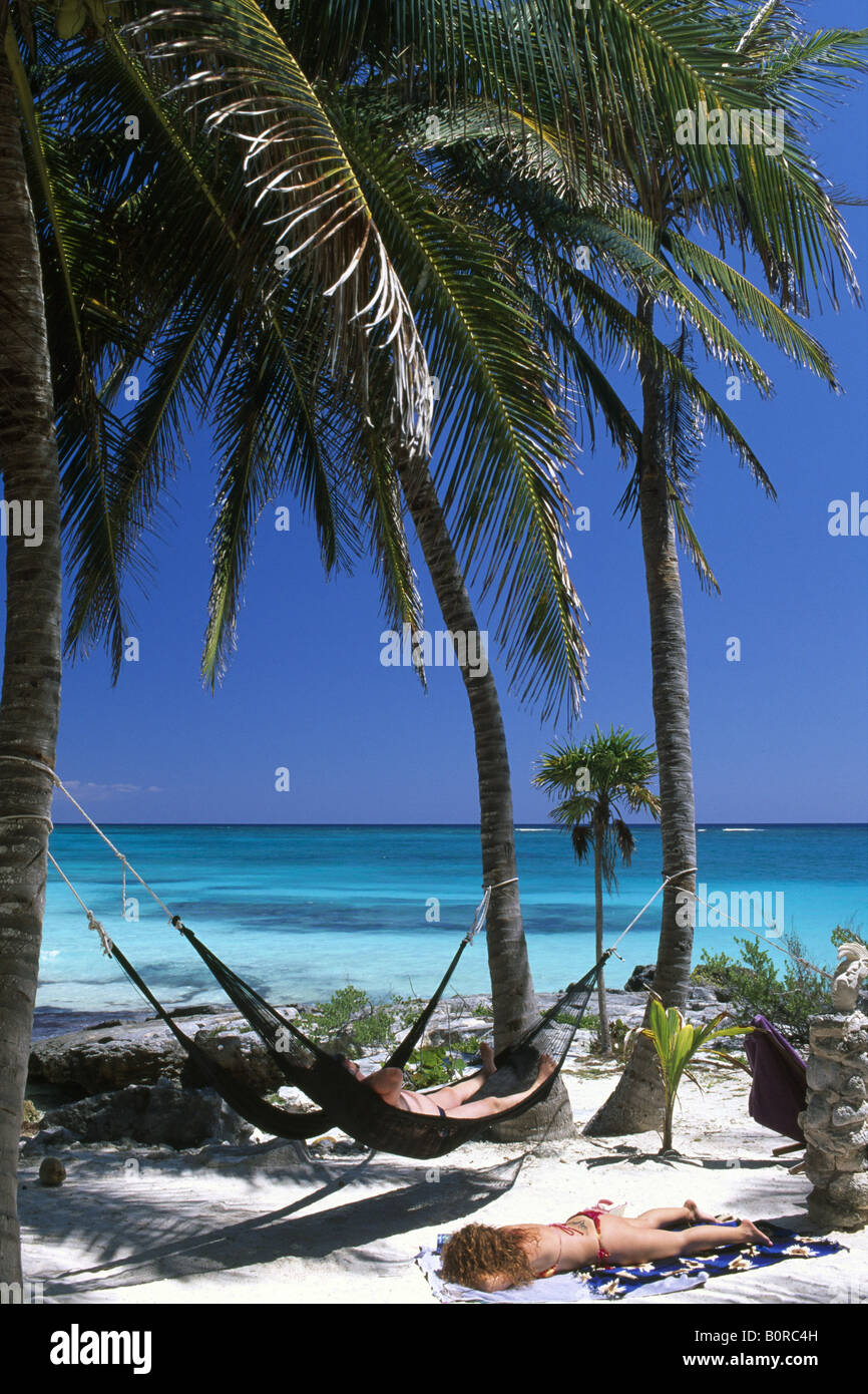 Bahia de Punta Solinam, Riviera Maya, Yucatan, Messico Foto Stock