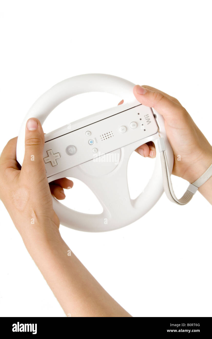Nintendo Wii volante mario kart car racing game accessorio computer  giocattolo gioco video unità driver di pilotaggio espressione ricevitore  Foto stock - Alamy