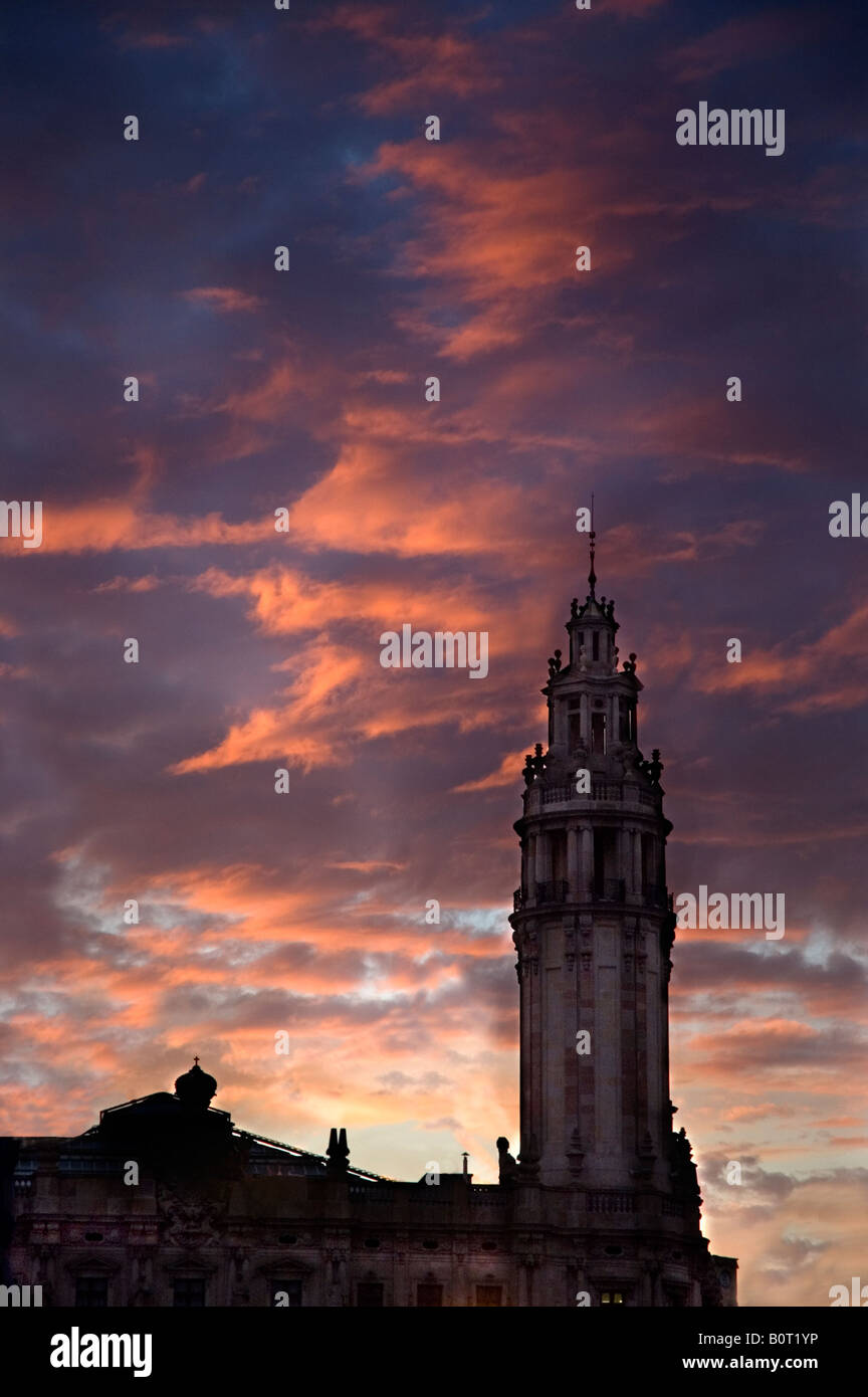 Barcellona cielo notturno Spagna Foto Stock
