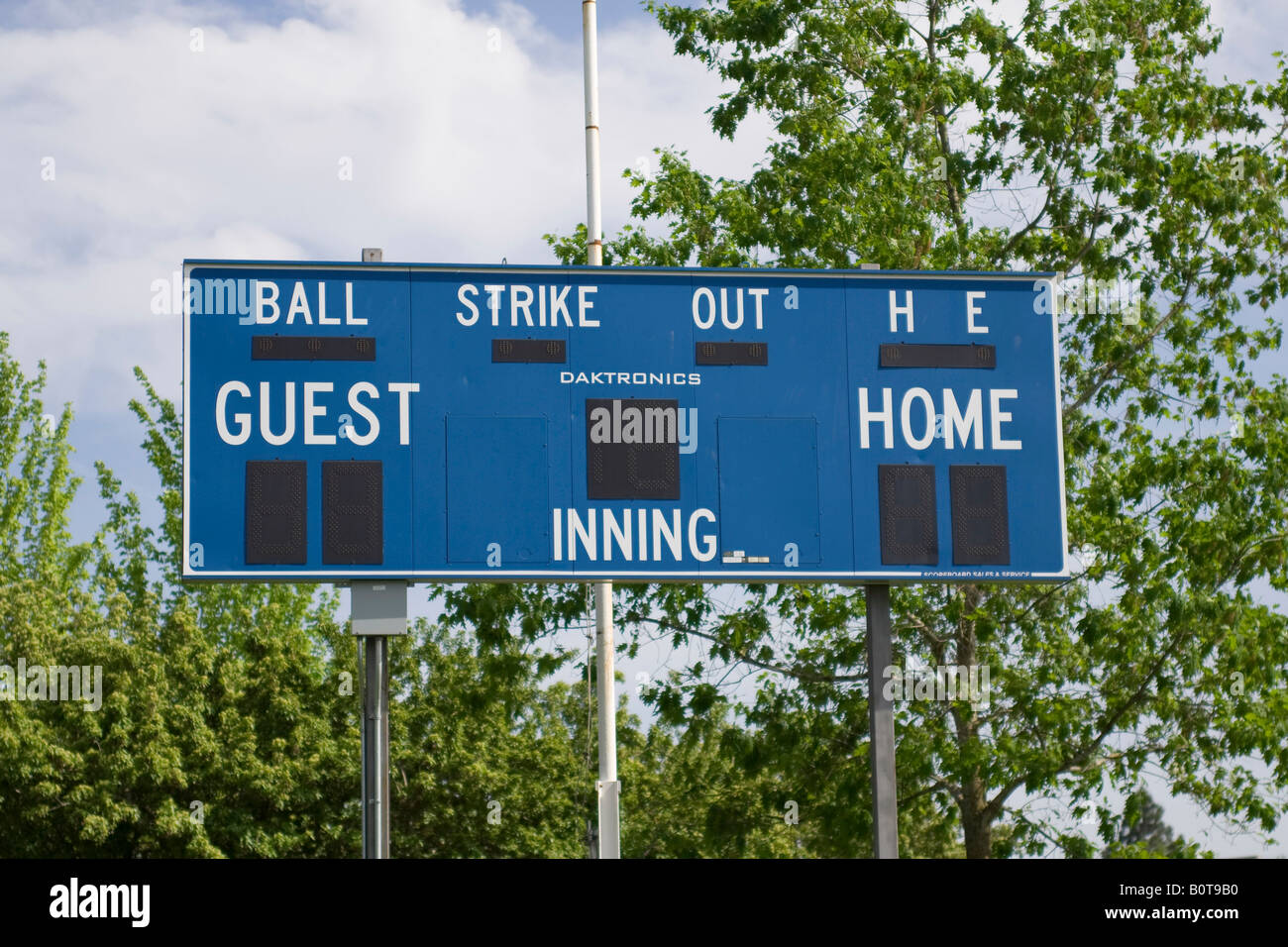 Blue baseball scoreboard Foto Stock