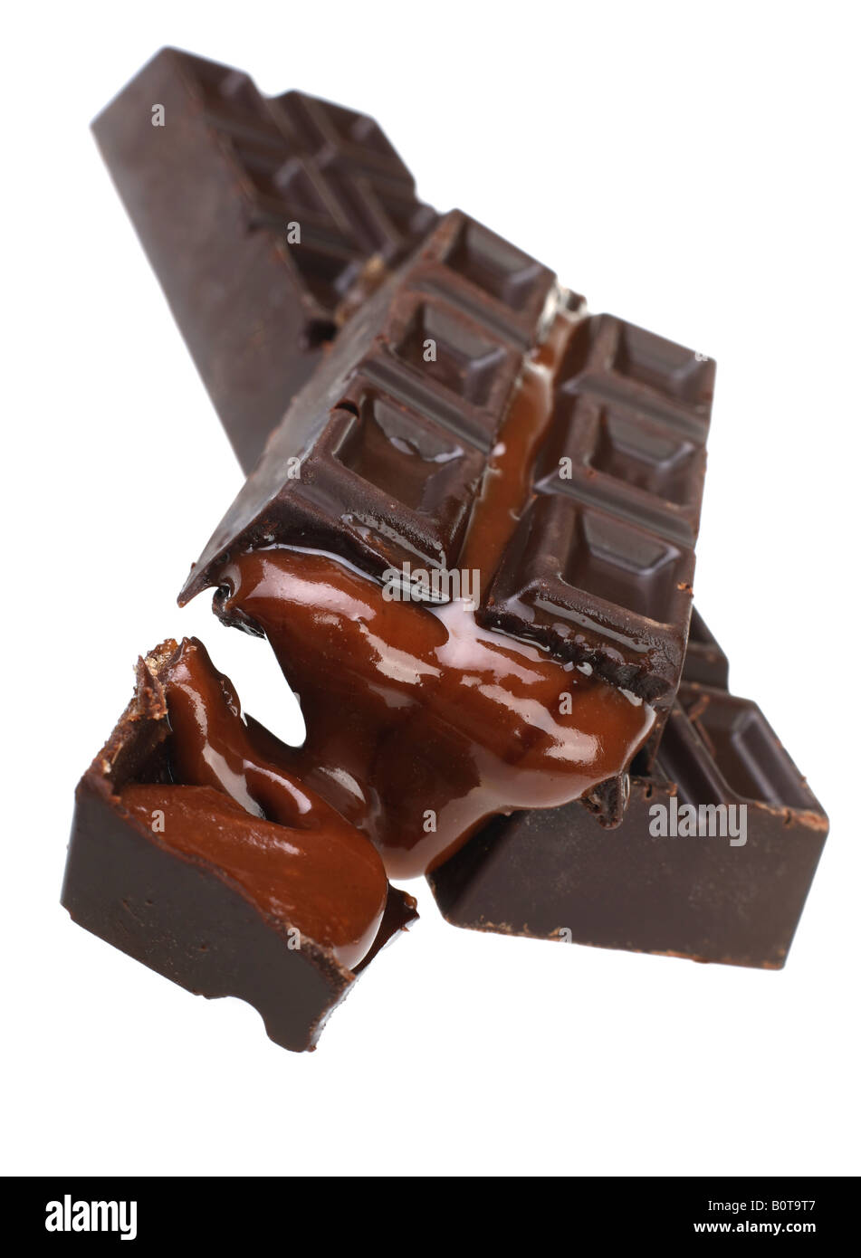 Strato di cioccolato isolato su sfondo bianco Foto Stock