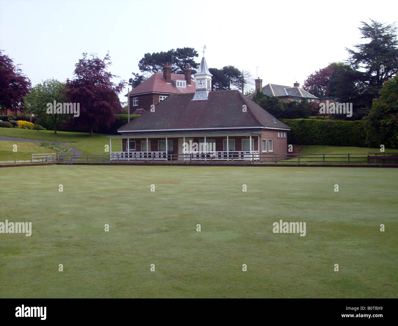 Inglese bowling green pavilion, Scalby Village Scarborough, in Inghilterra. Foto Stock