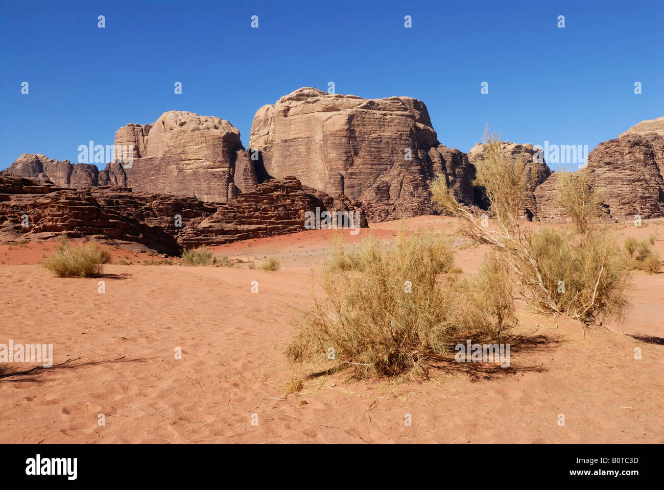 Deserto di Wadi Rum in Giordania, Arabia Foto Stock