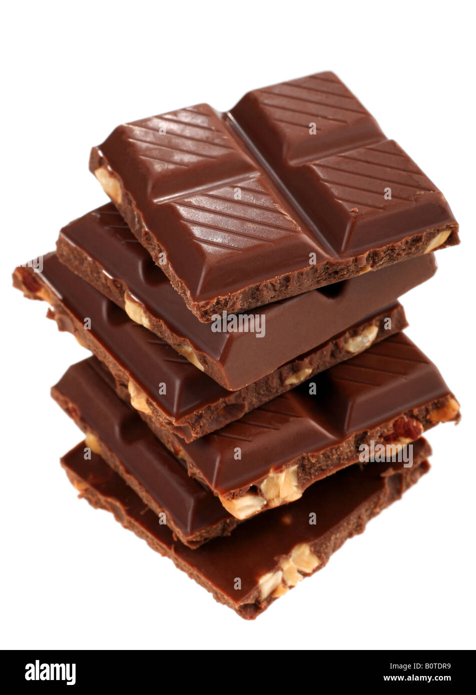 Strato di cioccolato isolato su sfondo bianco Foto Stock
