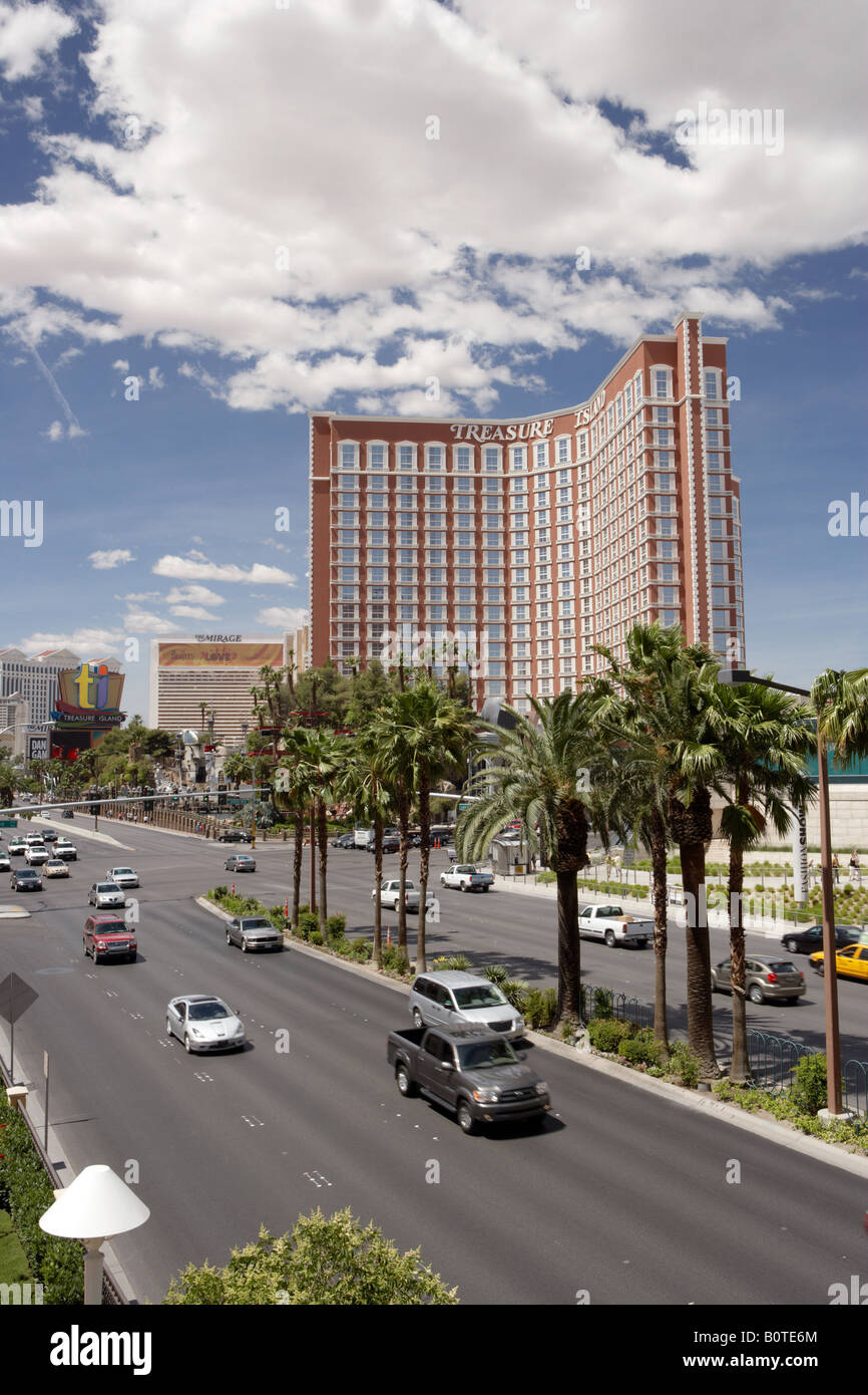 Vista di Treasure Island Hotel Casino in Las Vegas Nevada USA Foto Stock