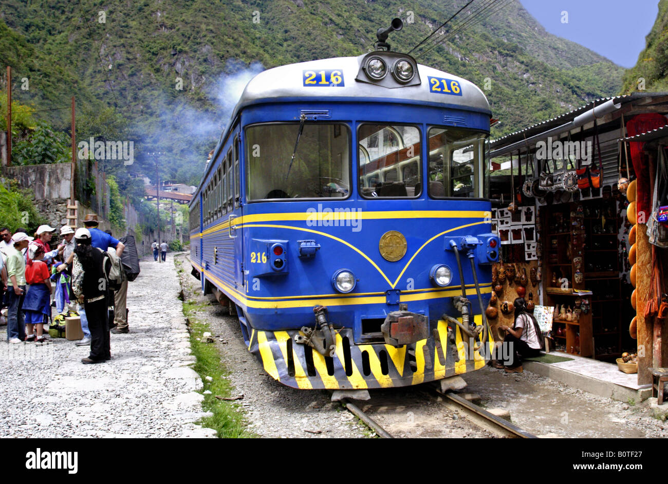 Cusco a Machu Picchu treno Aguas Calientes, Perù Foto Stock