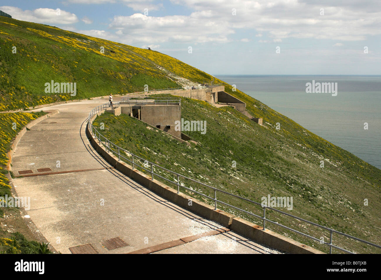 L'alto verso il basso a razzo sito di prova, gli aghi, Isola di Wight. Foto Stock