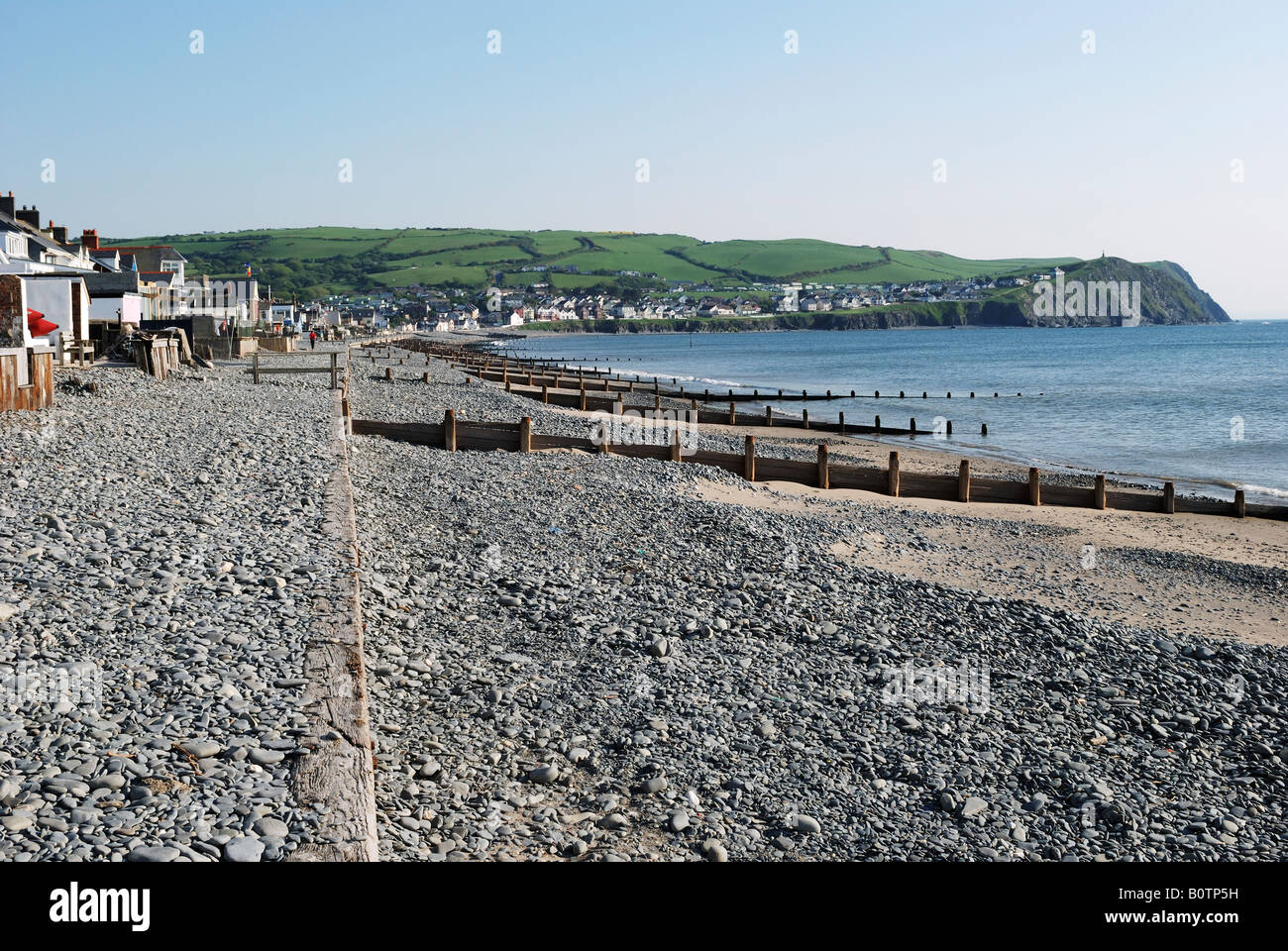 Il paesaggio della spiaggia della località balneare di BORTH CEREDIGION NEL GALLES Foto Stock