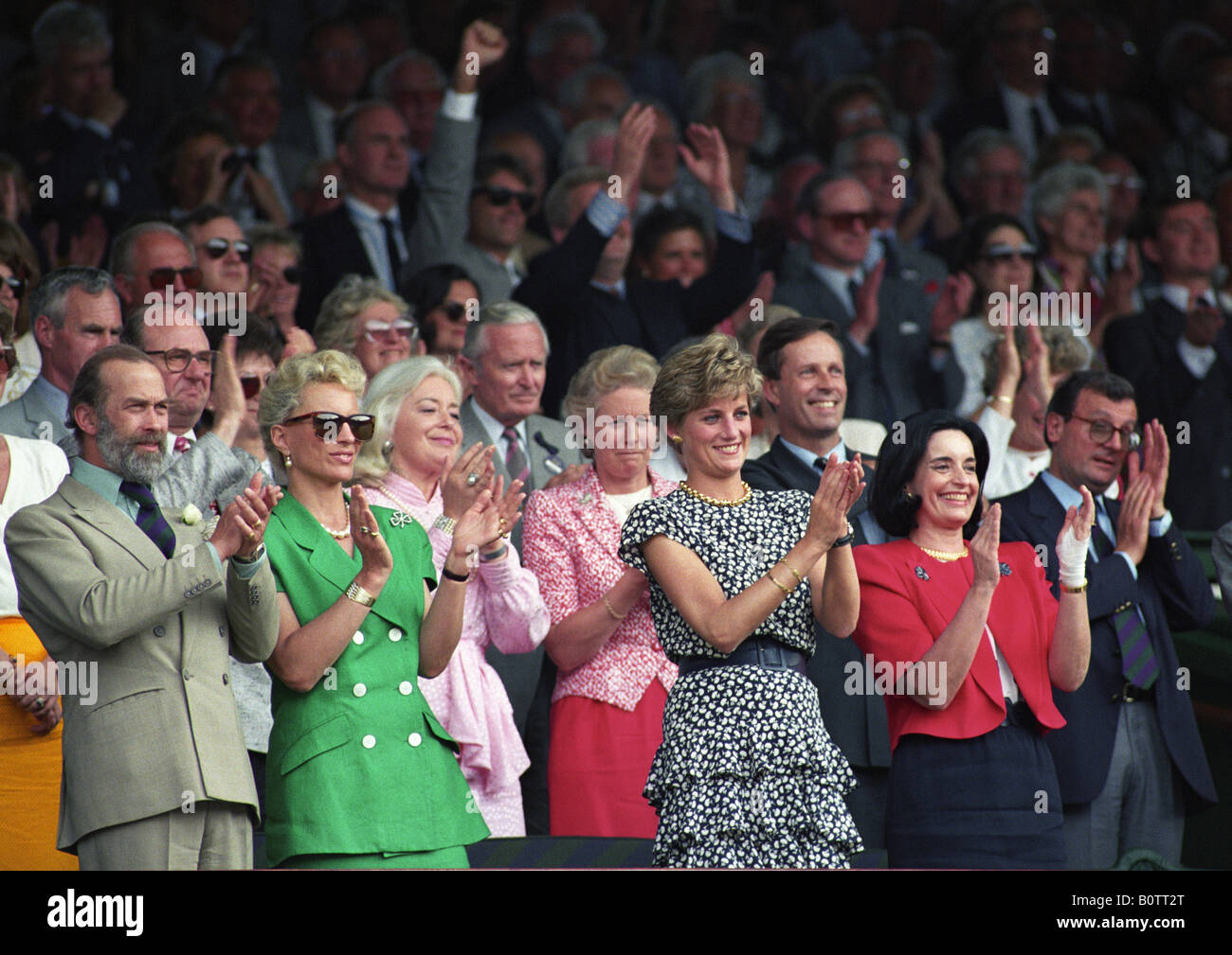 Wimbledon mens final 1991 Diana Principessa di Galles la visione di Michael Stich win Foto Stock