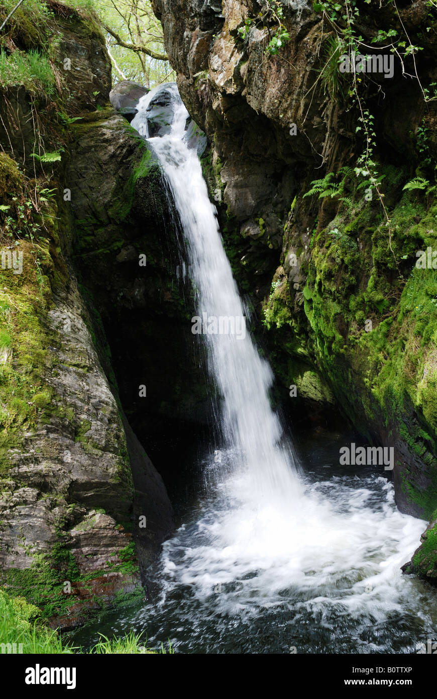 Cascata sul fiume YSTWYTH PONTRHYDYGROES CEREDIGION NEL GALLES Foto Stock