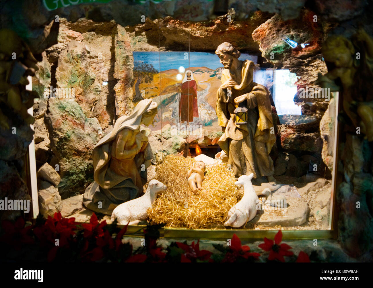 Scena della natività, Maria, Giuseppe e il bambino Gesù in ...