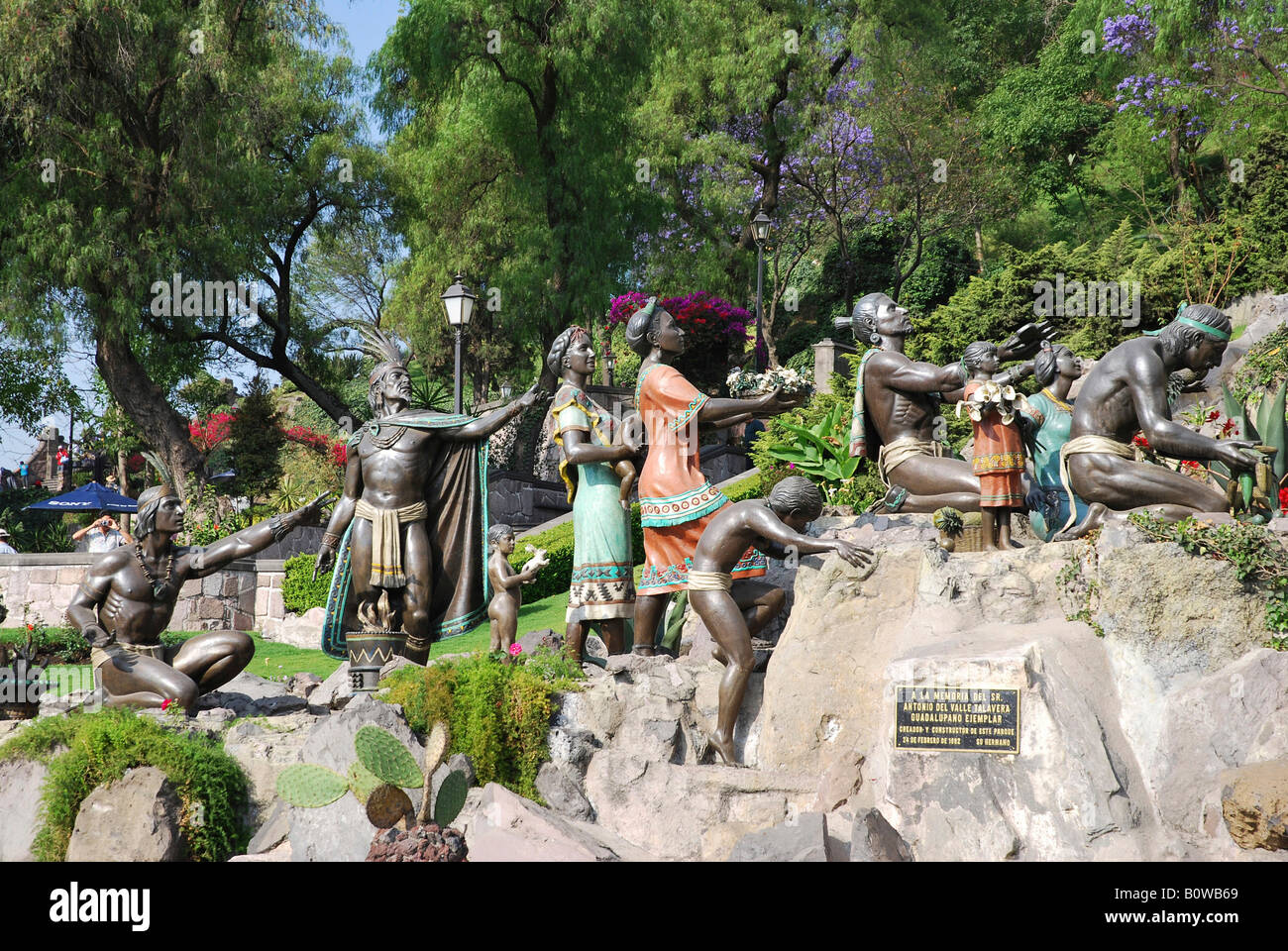 Sculture, Indos, parco sulla collina di Tepeyac, Basilica Guadalupe, Città del Messico, Messico, Nord America Foto Stock