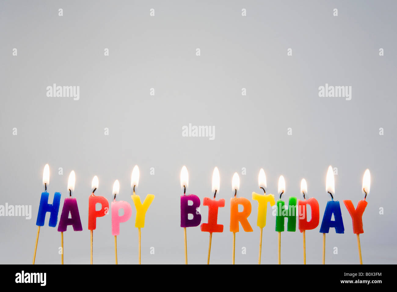 Candele ortografia "Buon Compleanno" Foto Stock