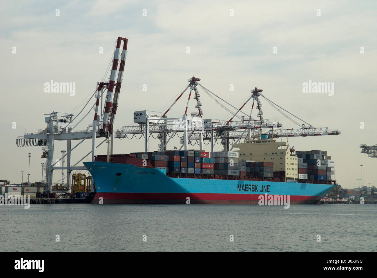 Maersk Line contenitore nave cargo, porto di Melbourne, Australia Foto Stock