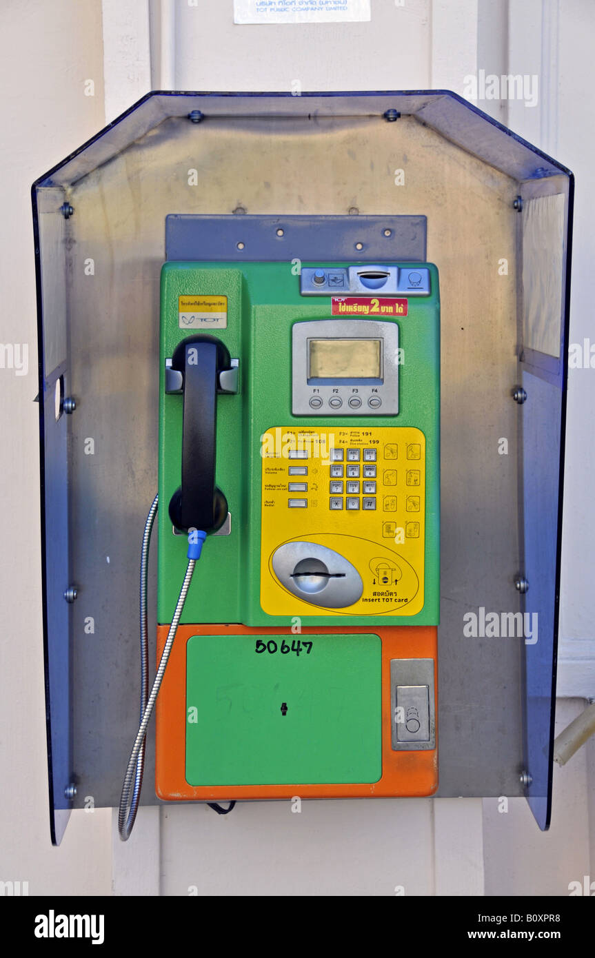 Telefono pubblico, Thailandia, Bangkok Foto Stock