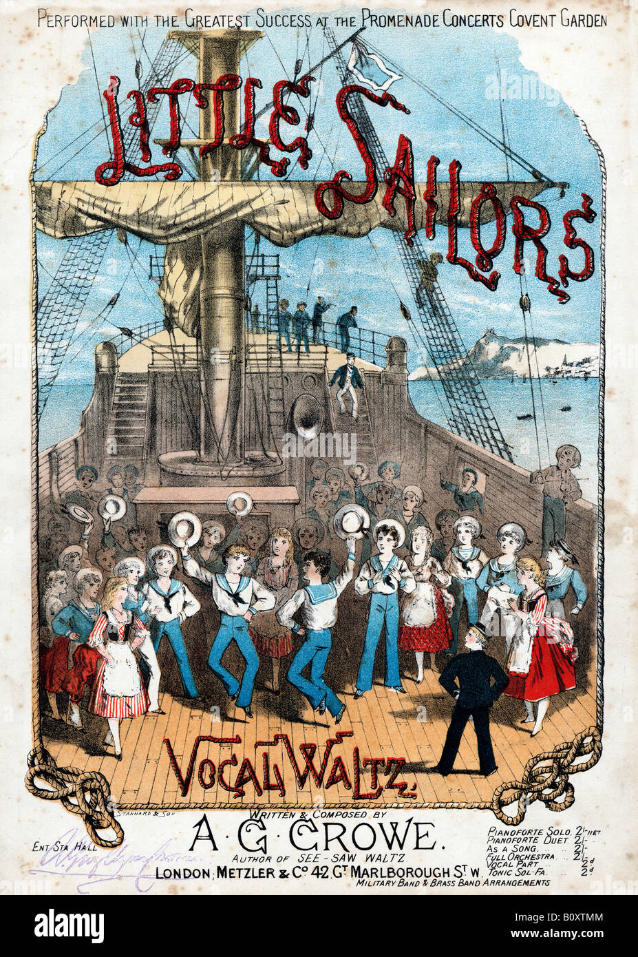 Piccoli marinai Victorian Music coperchio in foglio per un valzer vocal eseguite presso la Promenade Concerts in Covent Garden Foto Stock