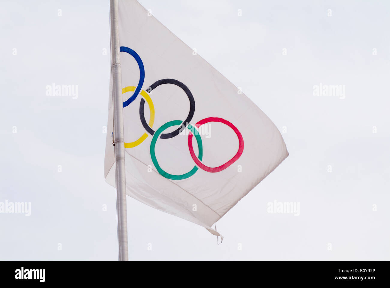 Bandiera olimpica Foto Stock