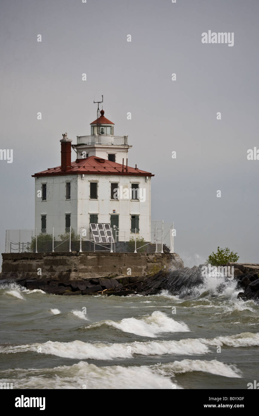 Ohio faro sul nuvoloso giorno. Foto Stock